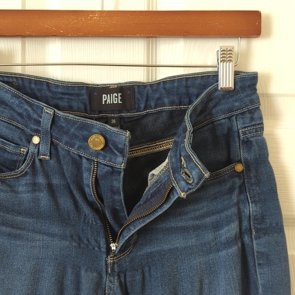 Paige Hoxton Classic Mid Rise Medium Wash Ankle Cropped Skinny Jeans Blue 26 - Picture 7 of 14